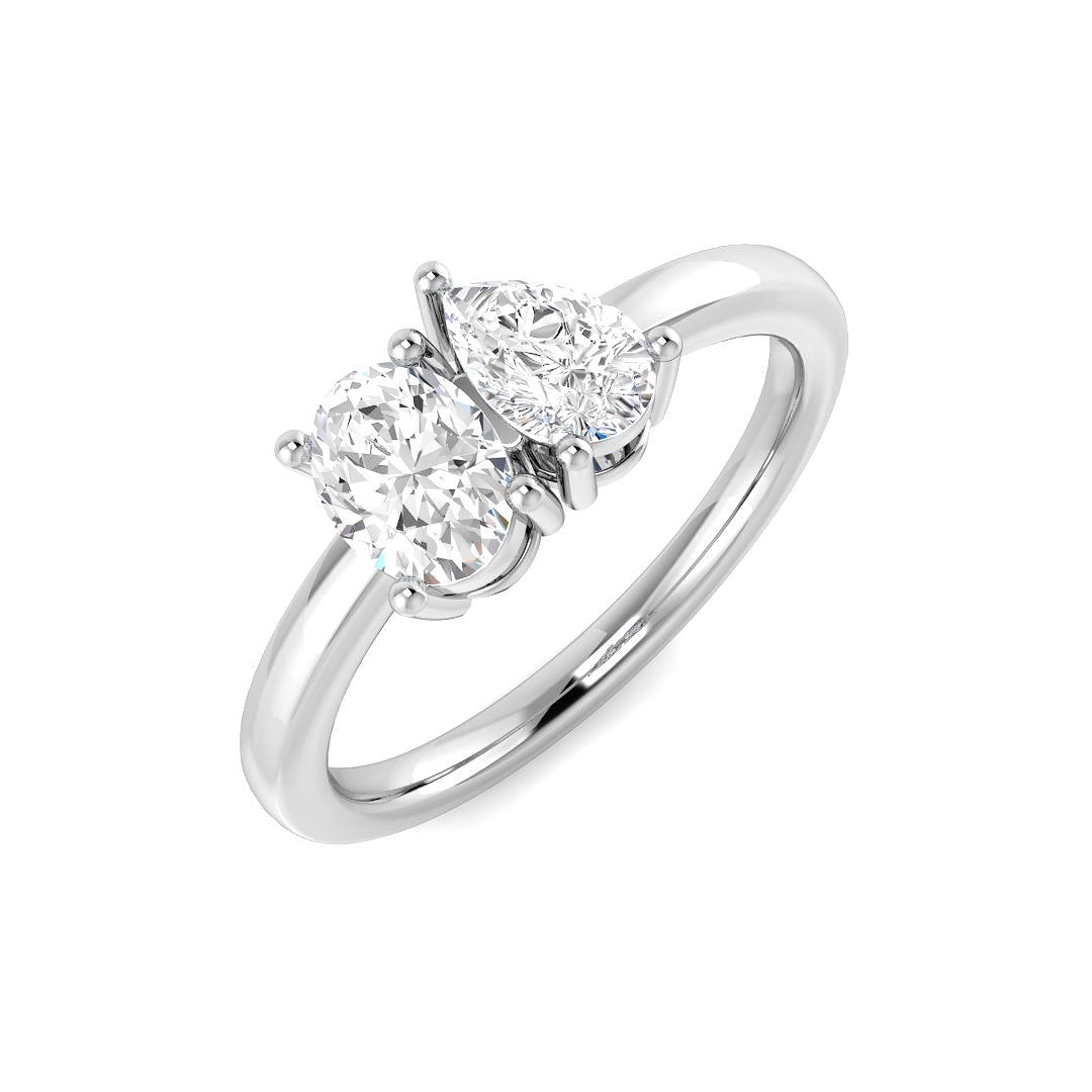 9ct White Gold Oval and Pear Lab Grown Diamond Ring 1