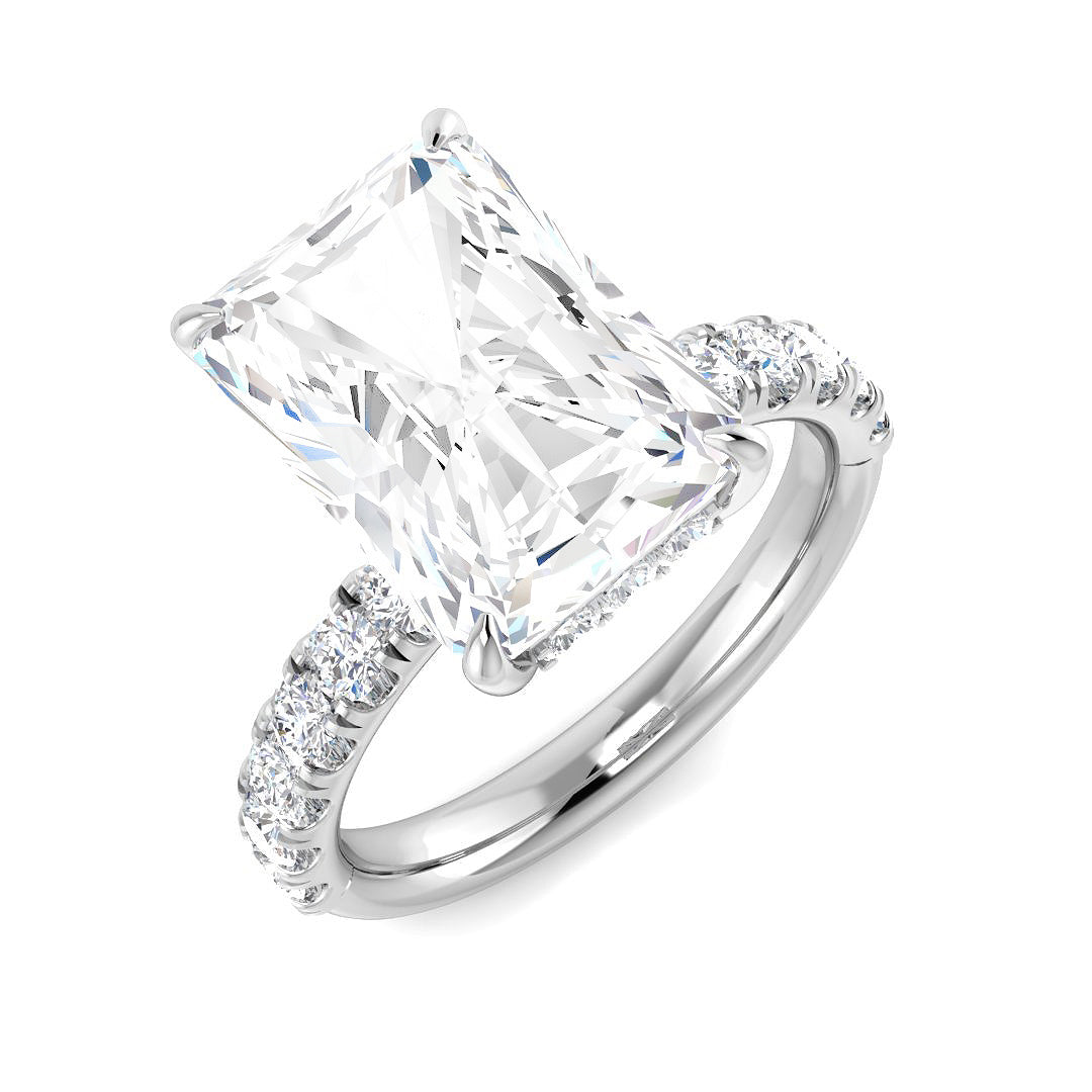 9ct White Gold Radiant Lab Grown Diamond Ring 1