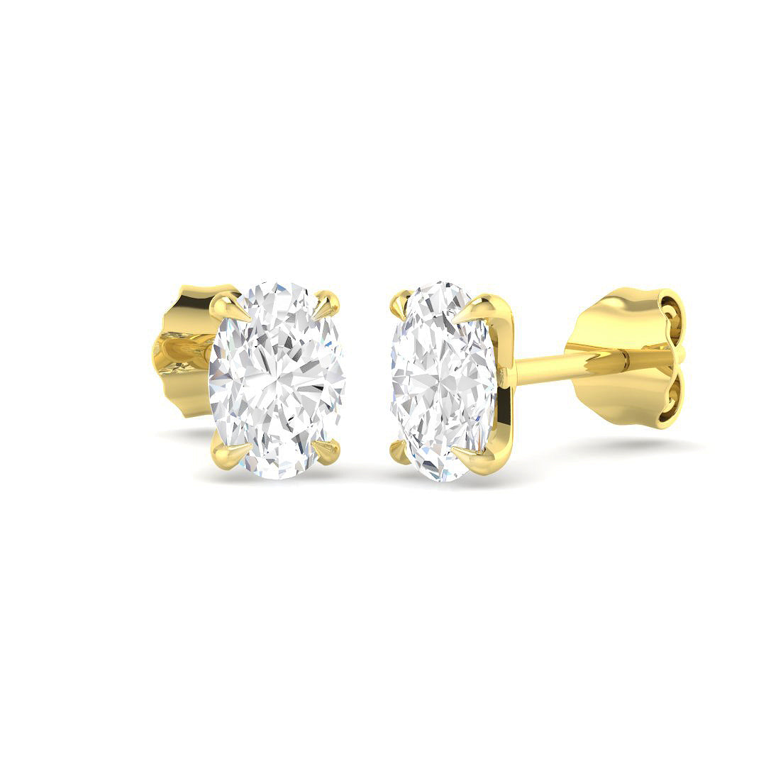 9ct Yellow Gold Oval Lab Grown Diamond Earrings 1