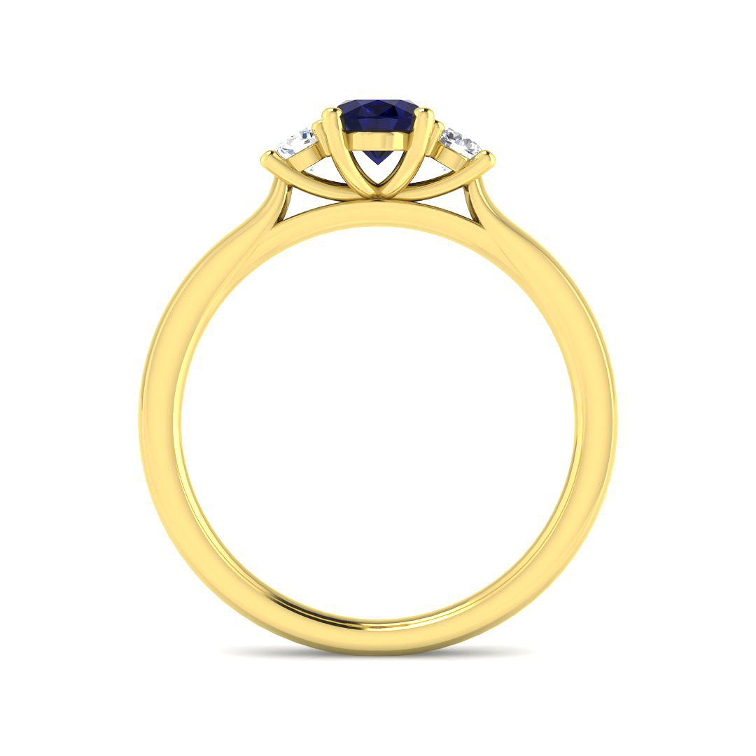 9ct Yellow Gold Oval Blue Sapphire and Diamond Ring 2