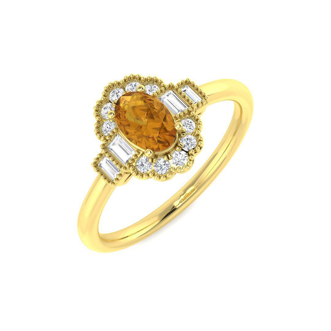 9ct Yellow Gold Baguette and Oval Multi Sapphire and Diamond Ring 6