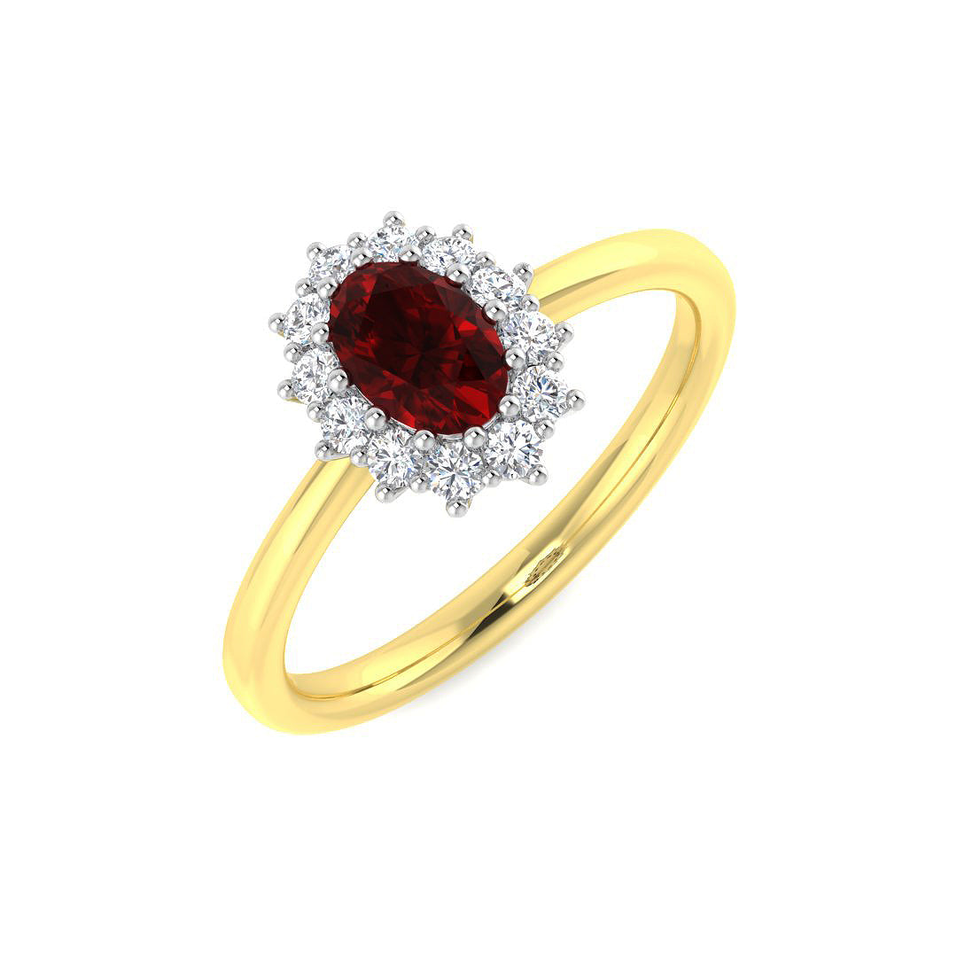 9ct Yellow Gold Round Ruby and Diamond Ring 1
