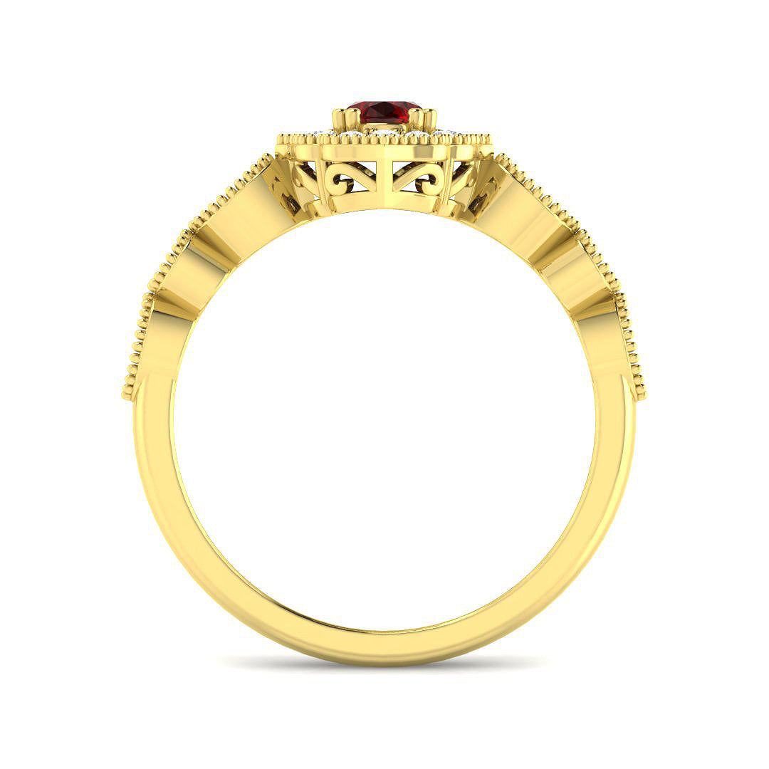 9ct Yellow Gold Oval Ruby and Diamond Ring 2