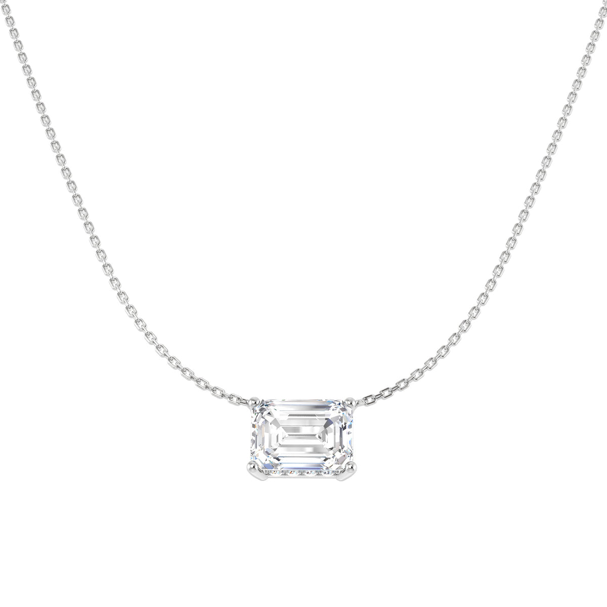 9ct White Gold Radiant Lab Grown Diamond Necklace 1