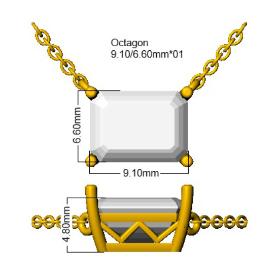 9ct White Gold Emerald Cut Lab Grown Diamond Necklace 2