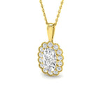 9ct Yellow Gold Cushion Old Cut Lab Grown Diamond Pendant 1