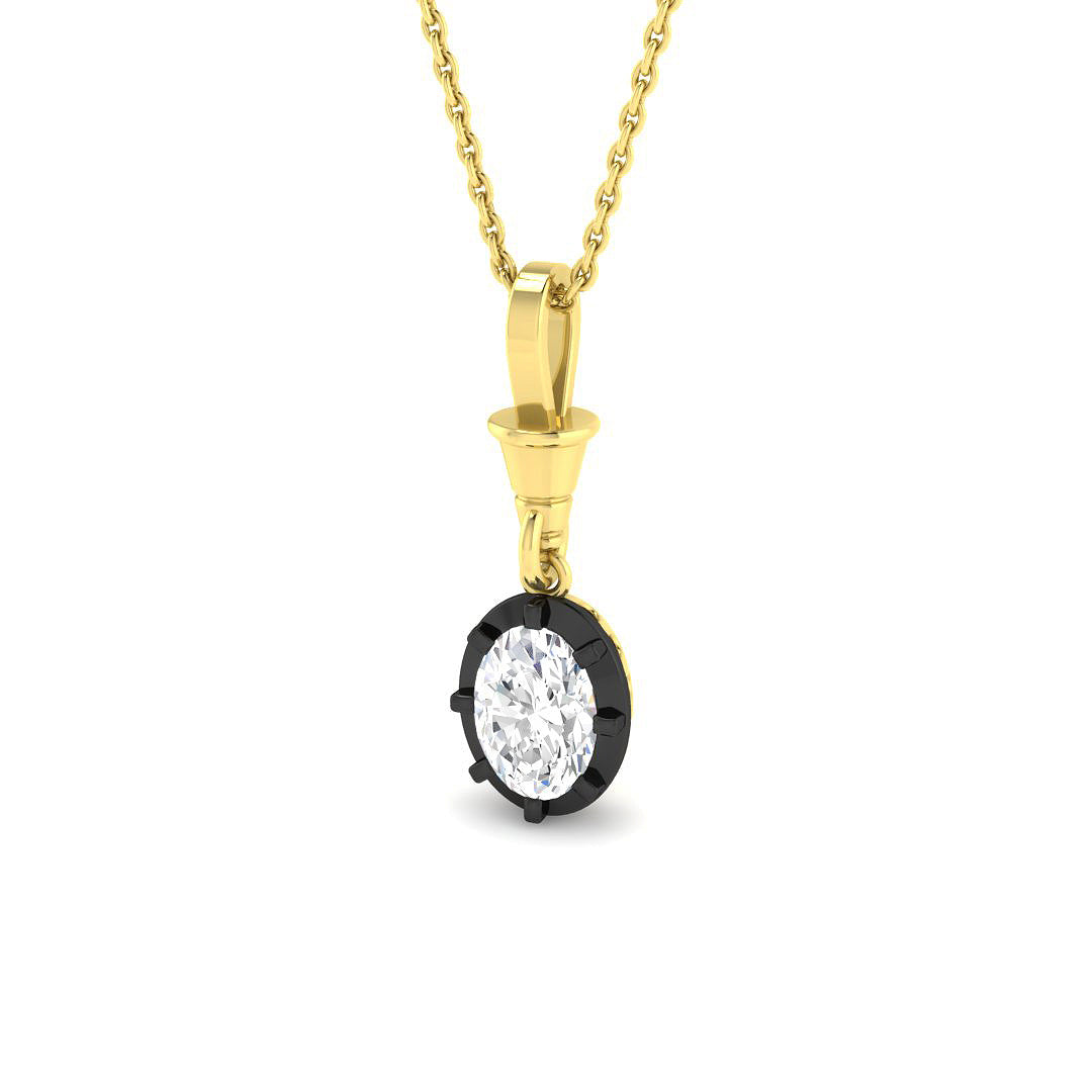 9ct Yellow Gold Oval Lab Grown Diamond Pendant 1
