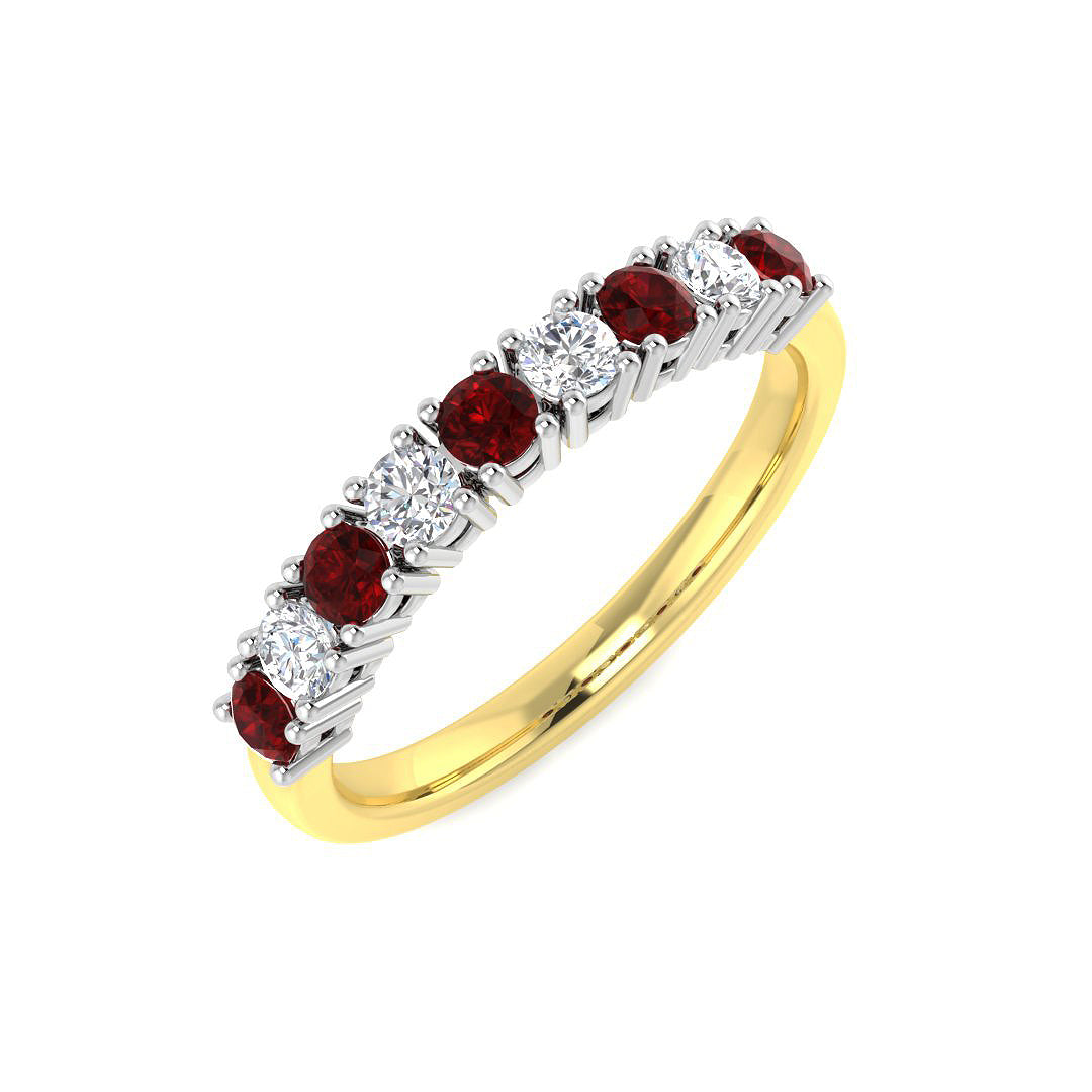 9ct Yellow Gold Round Ruby and Diamond Ring 1
