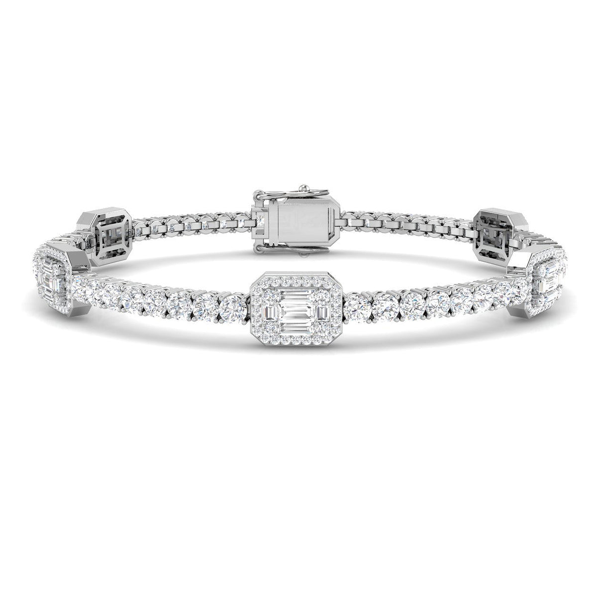 9ct White Gold Baguette Lab Grown Diamond Bracelet 1