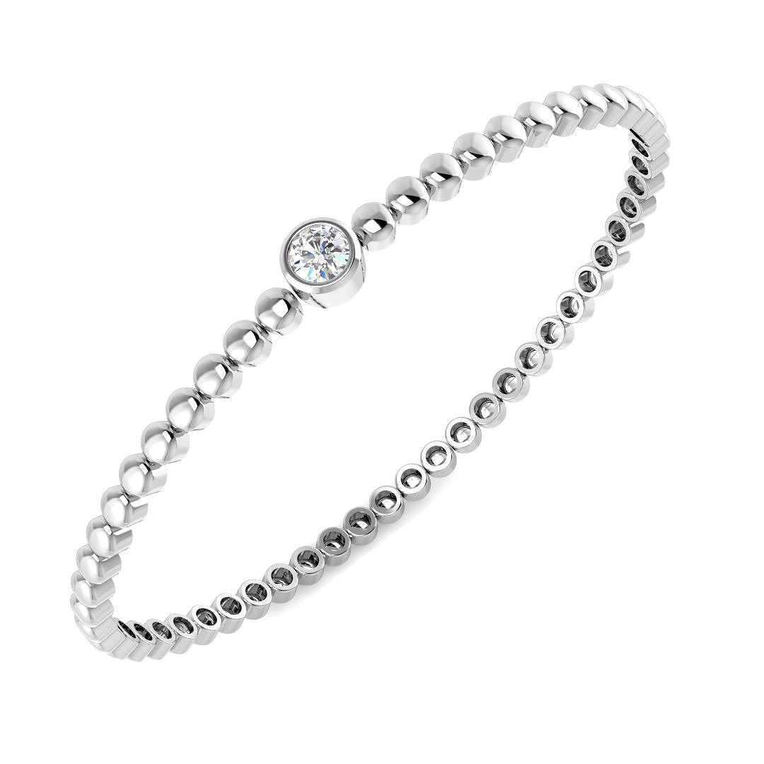 9ct White Gold Round Lab Grown Diamond Bangle 1