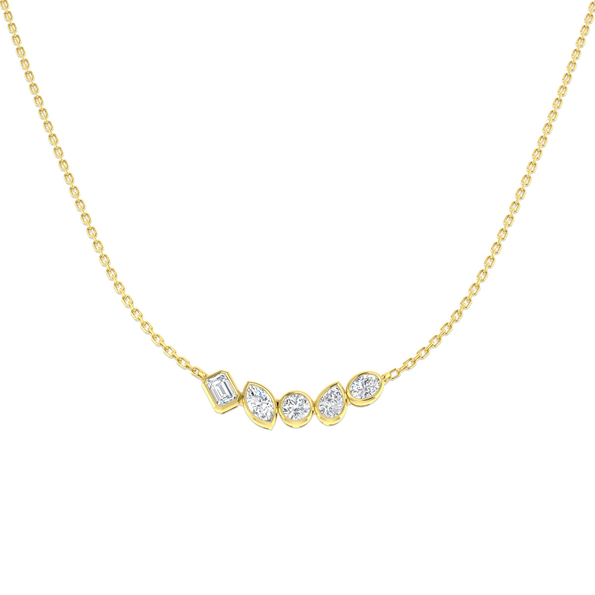 9ct Yellow Gold Emerald Cut and Marquise and Oval and Pear Lab Grown Diamond Necklace 1
