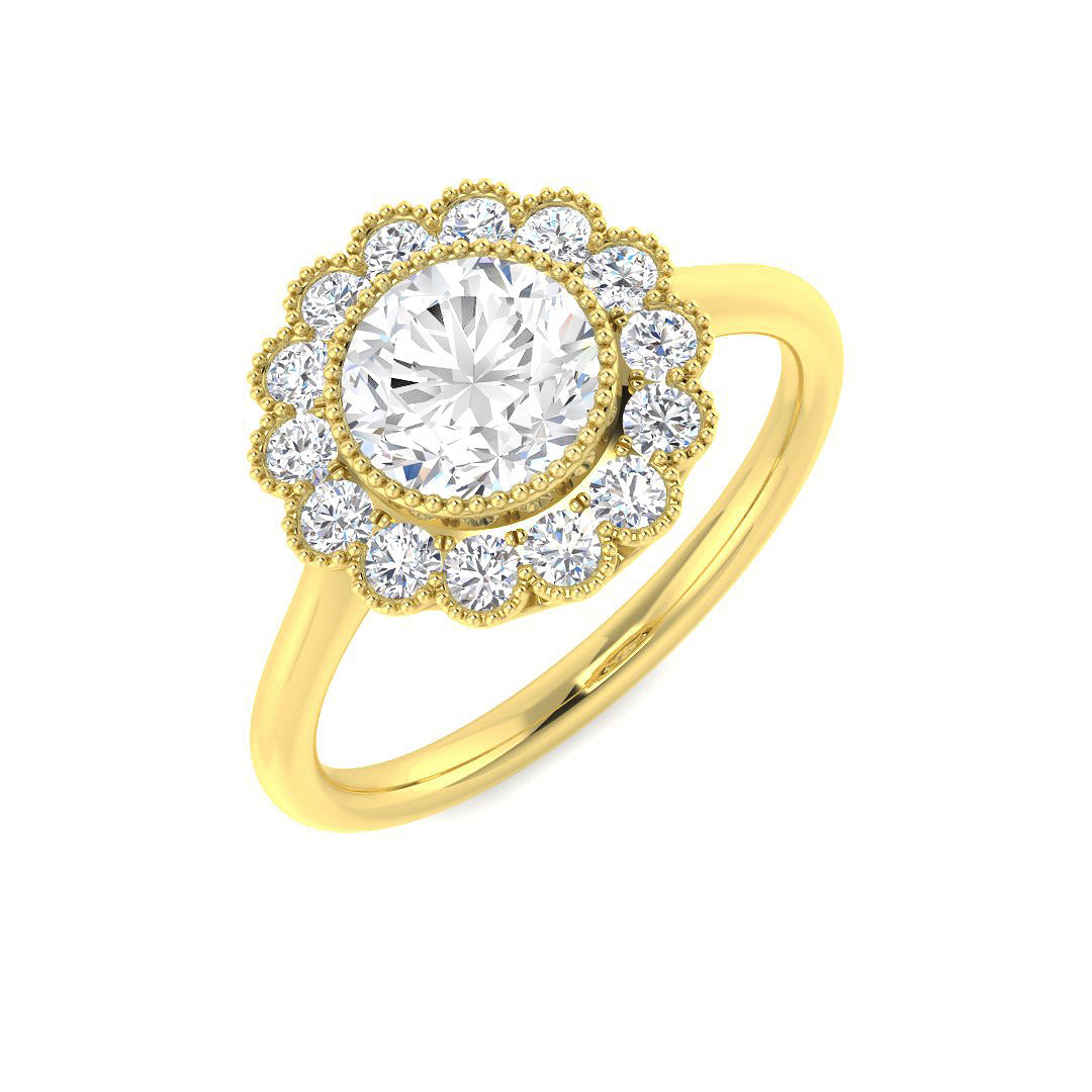 9ct Yellow Gold Round Cvd Old Cut Ring 1