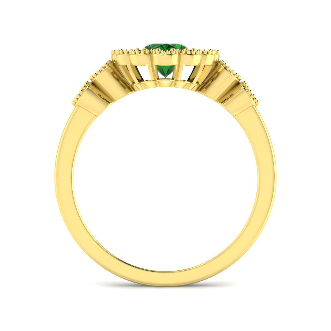 9ct Yellow Gold Oval Emerald and Diamond Ring 2