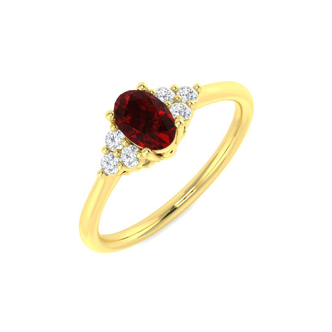 9ct Yellow Gold Oval Ruby and Diamond Ring 1