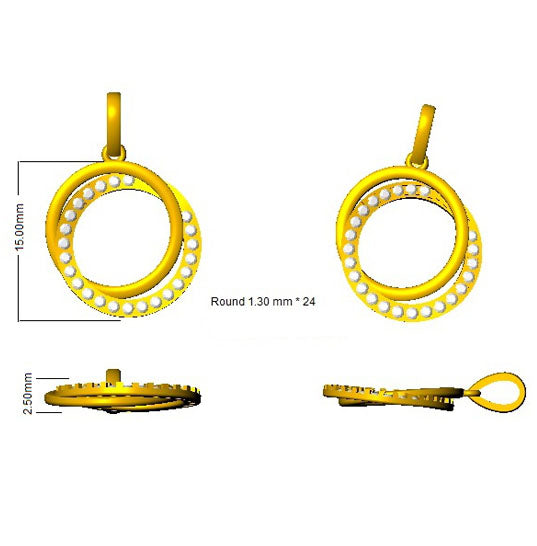 9ct Yellow Gold Round Lab Grown Diamond Pendant 2