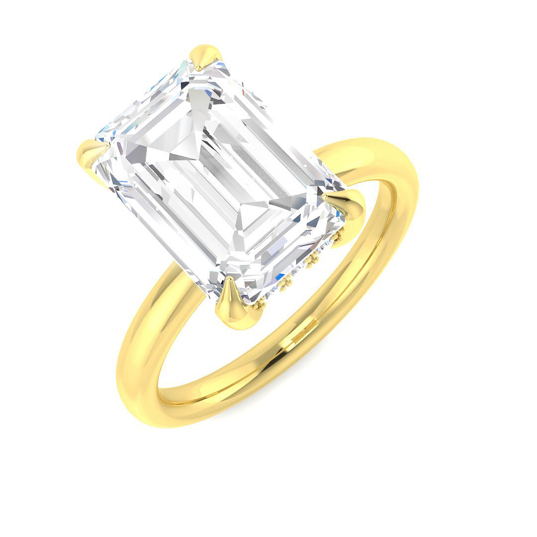 9ct Yellow Gold Emerald Cut Lab Grown Diamond Ring 1