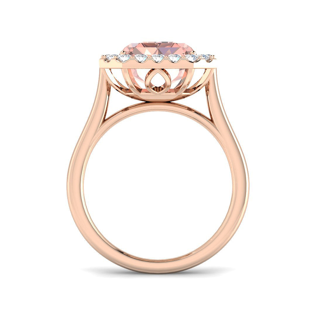 9ct Rose Gold Emerald Cut Lab Grown Diamond and Lab Pink Diamond Ring 2