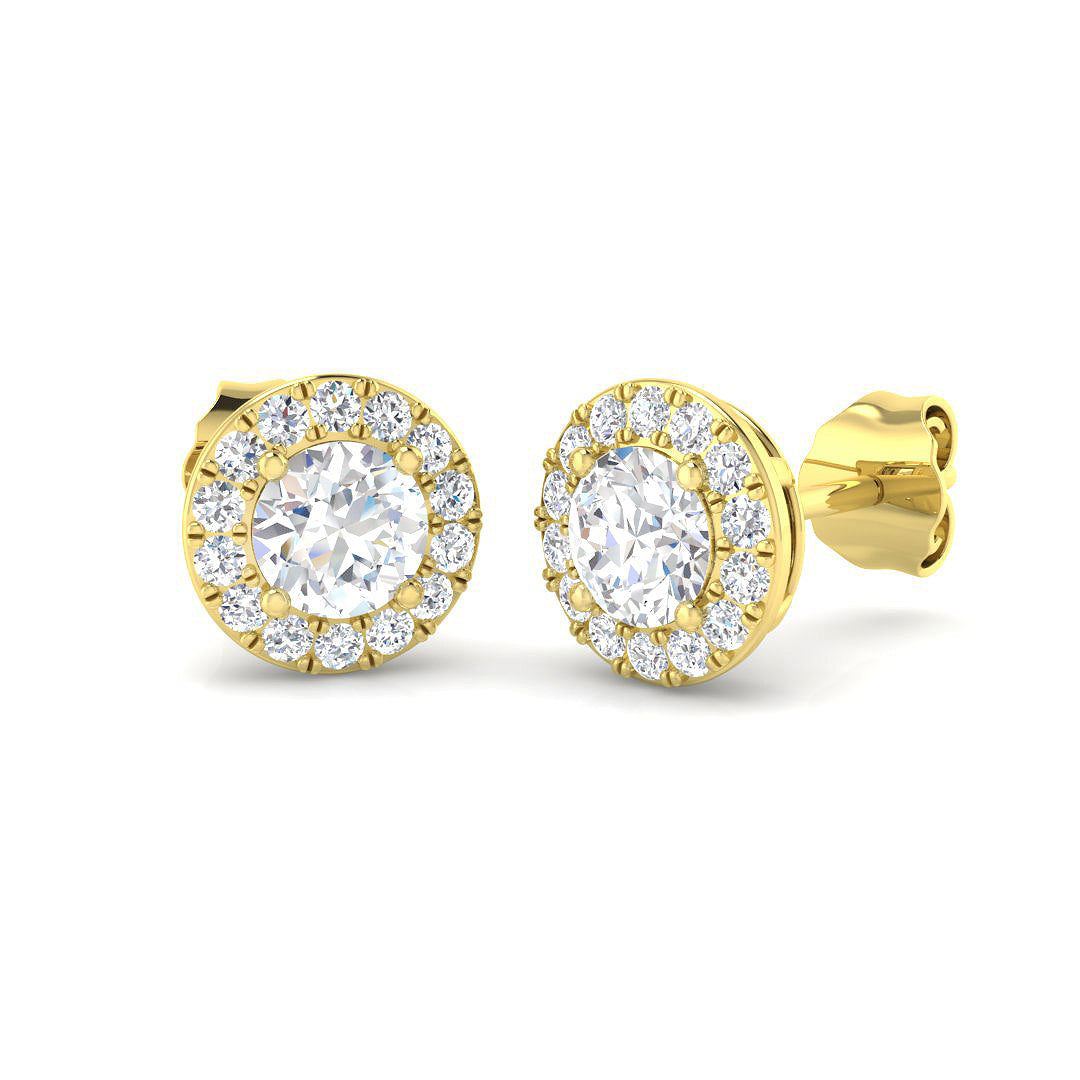 9ct Yellow Gold Round Lab Grown Diamond Earrings 1