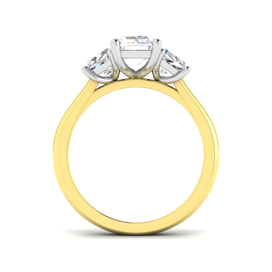 9ct Two Tone Emerald Cut and Trapezoid Lab Grown Diamond Ring 2