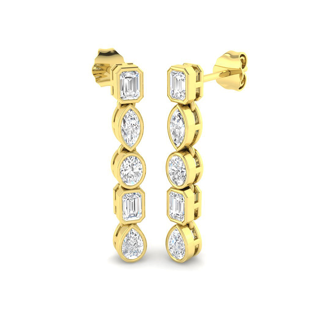 9ct Yellow Gold Emerald Cut and Marquise and Oval and Pear Lab Grown Diamond Earrings 1