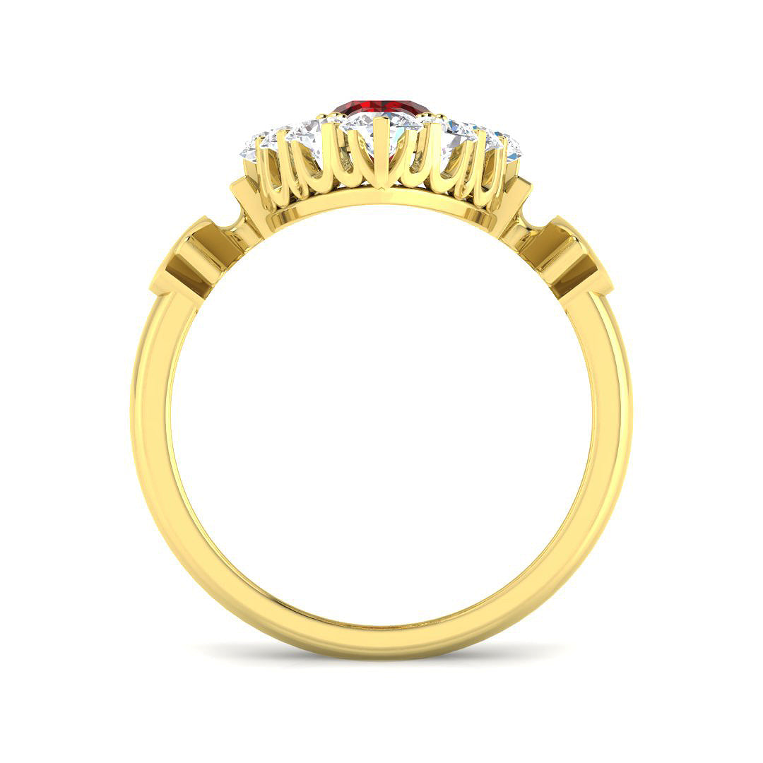 9ct Yellow Gold Round Ruby and Diamond Ring 2