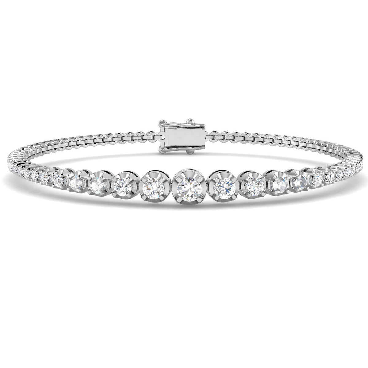 9ct White Gold Round Lab Grown Diamond Bracelet 1