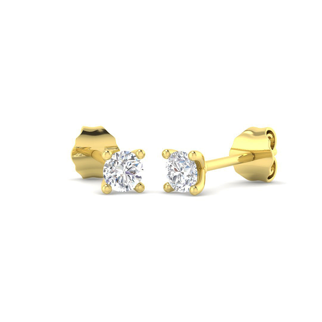 9ct Yellow Gold Round Lab Grown Diamond Earrings 1