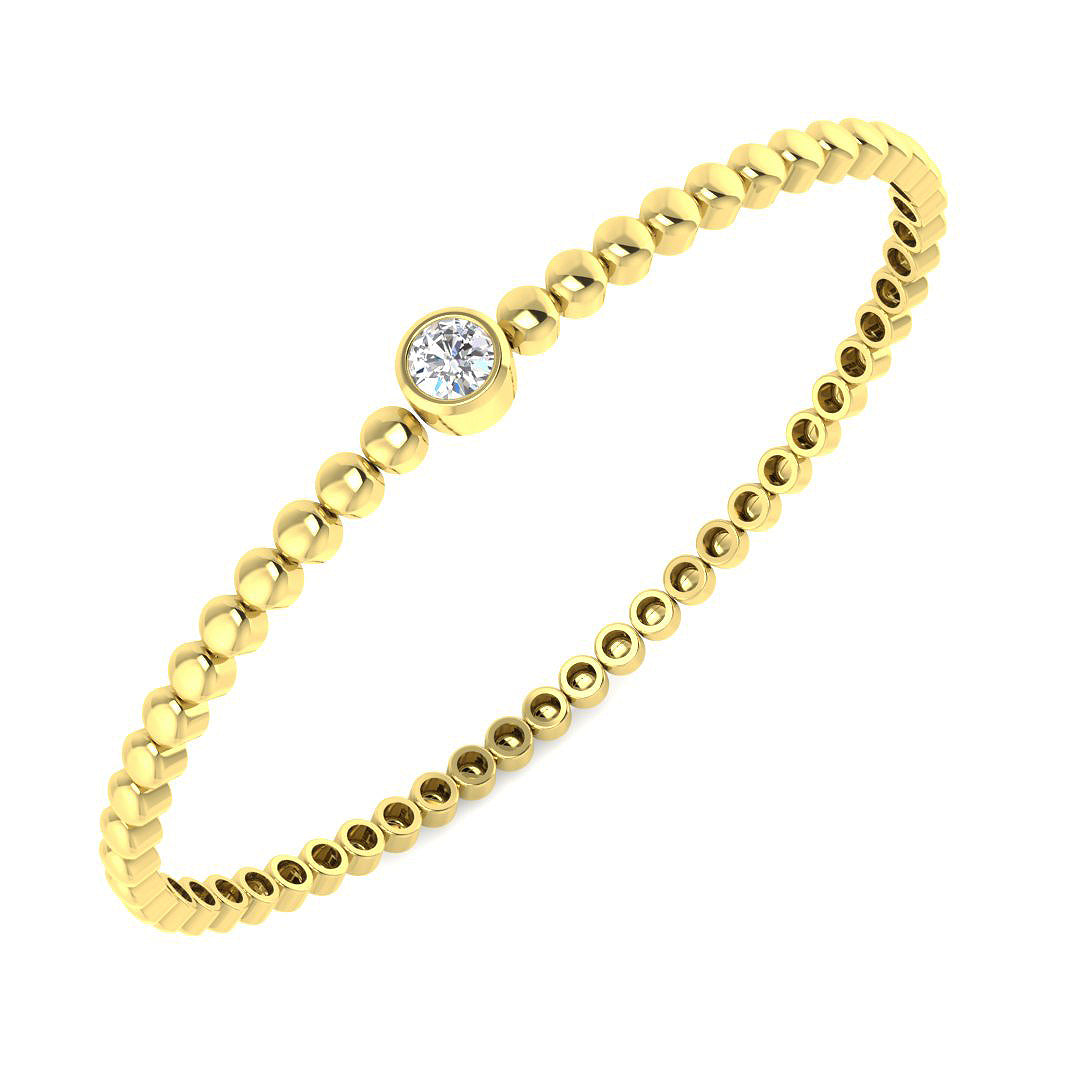 9ct Yellow Gold Round Lab Grown Diamond Bangle 1