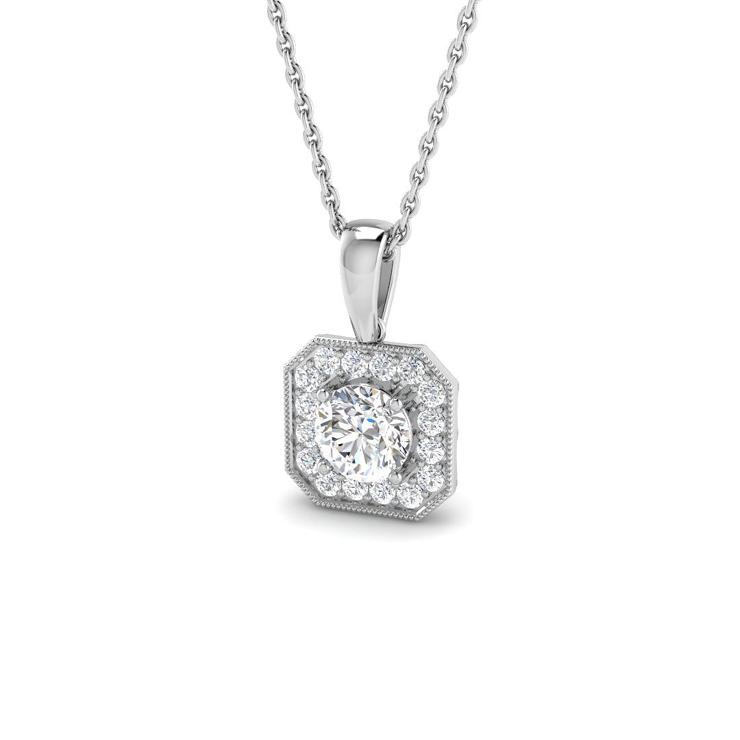 9ct White Gold Round Lab Grown Diamond Pendant 1