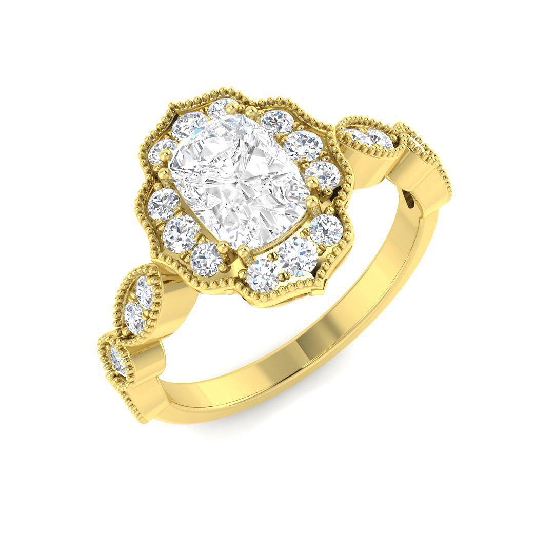 9ct Yellow Gold Cushion Cvd Old Cut Ring 1