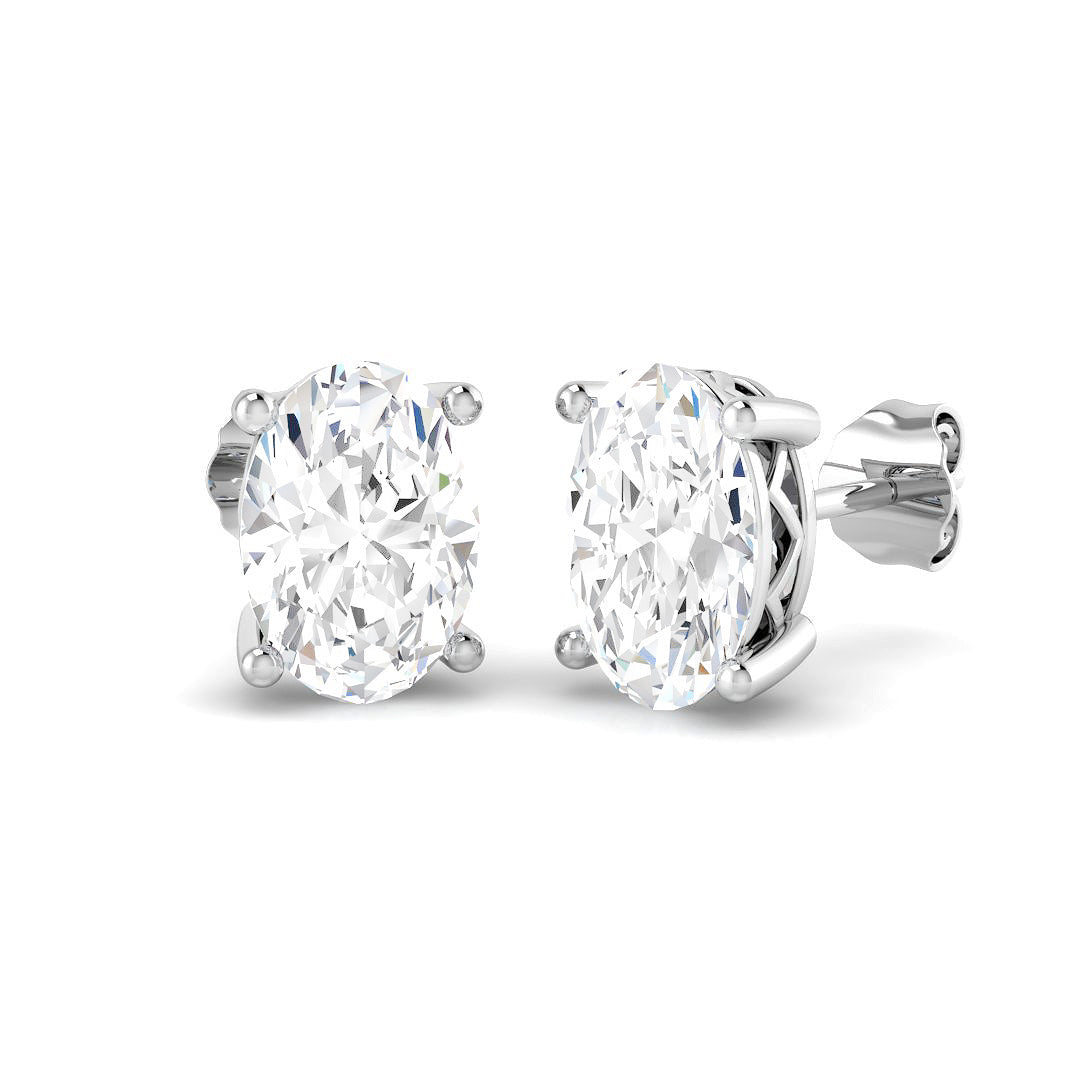 9ct White Gold Oval Lab Grown Diamond Earrings 1