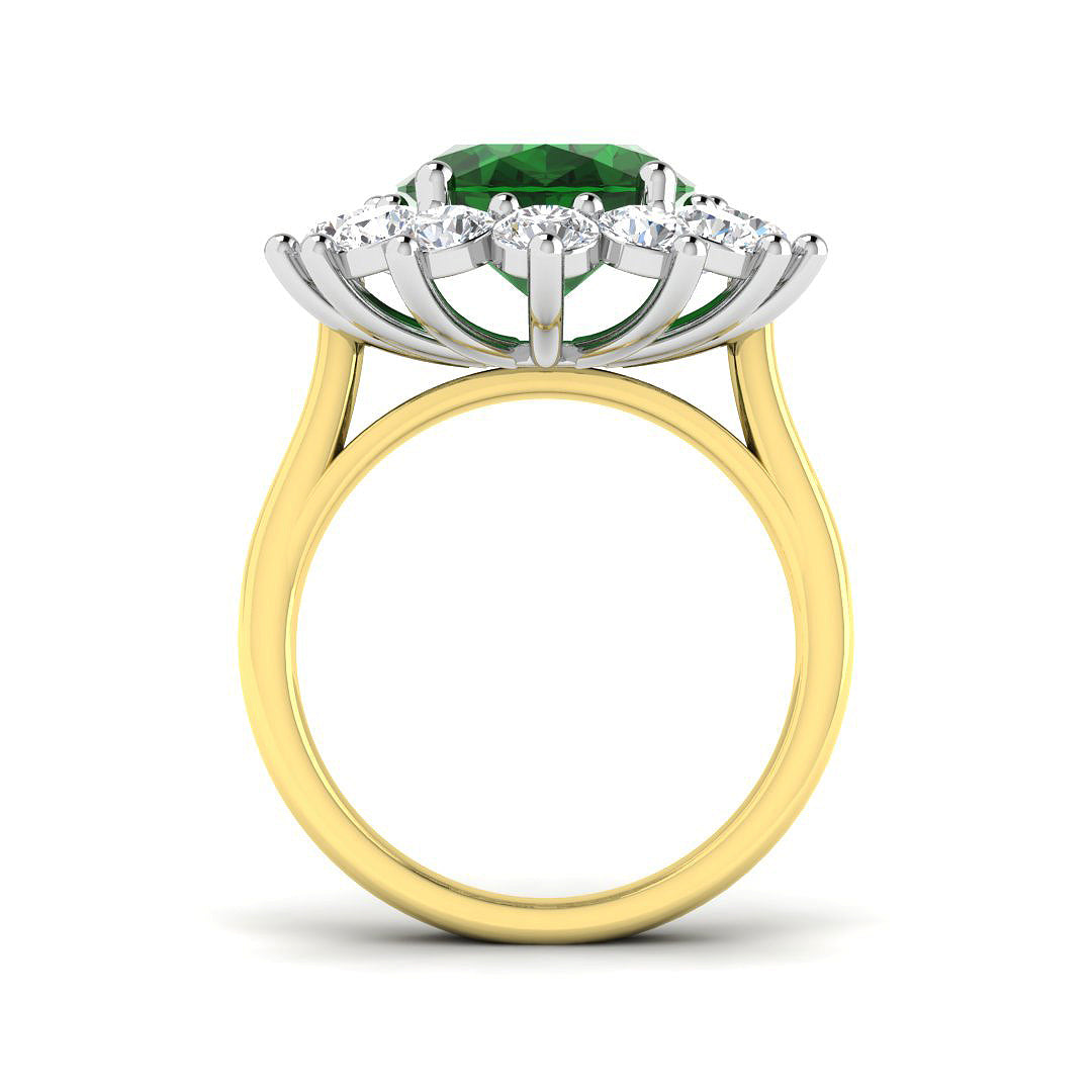 9ct Two Tone Oval Emerald and Diamond Ring 2