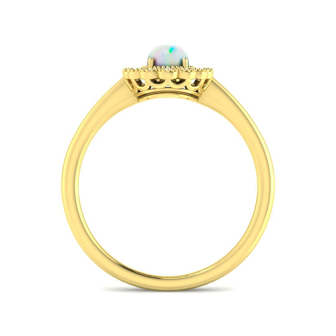 9ct Yellow Gold Oval Opal and Diamond Ring 2