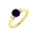 9ct Yellow Gold Oval Blue Sapphire and Diamond Ring 1