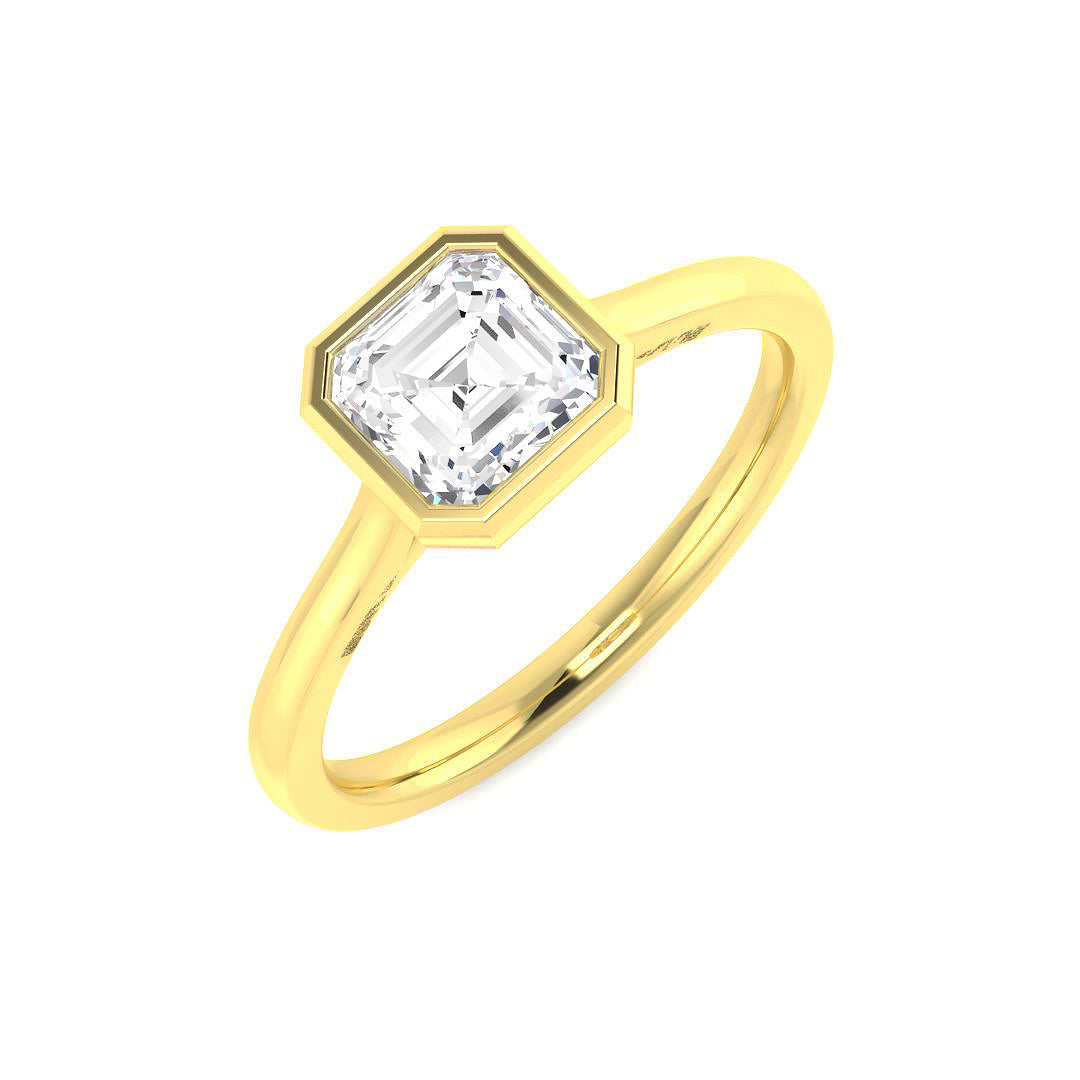 9ct Yellow Gold Asscher Cut Lab Grown Diamond Ring 1