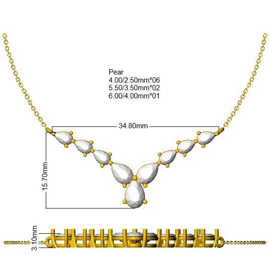 9ct Yellow Gold Pear Lab Grown Diamond Necklace 2