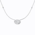 9ct White Gold Oval Lab Grown Diamond Necklace 1