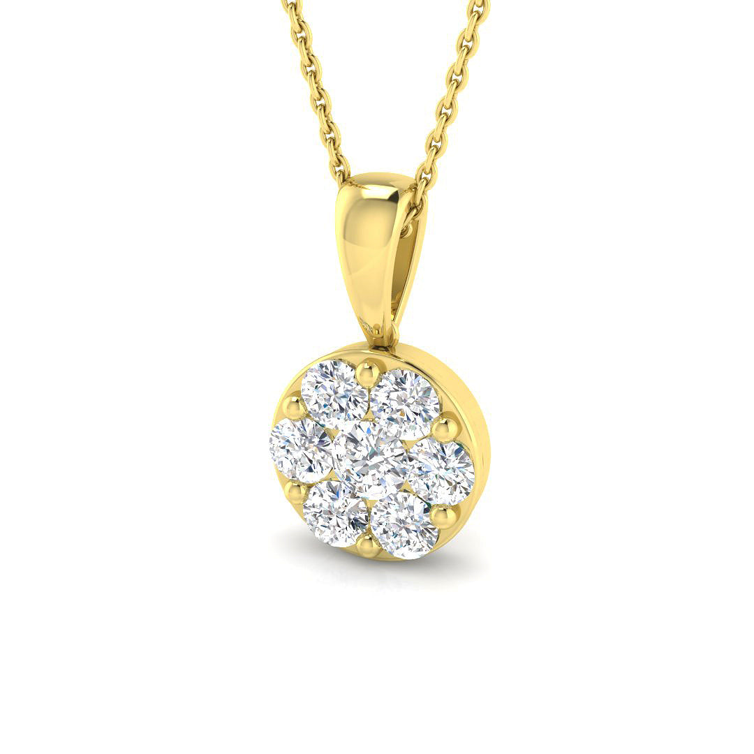 9ct Yellow Gold Round Lab Grown Diamond Pendant 1