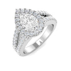 9ct White Gold Pear Lab Grown Diamond Ring 1