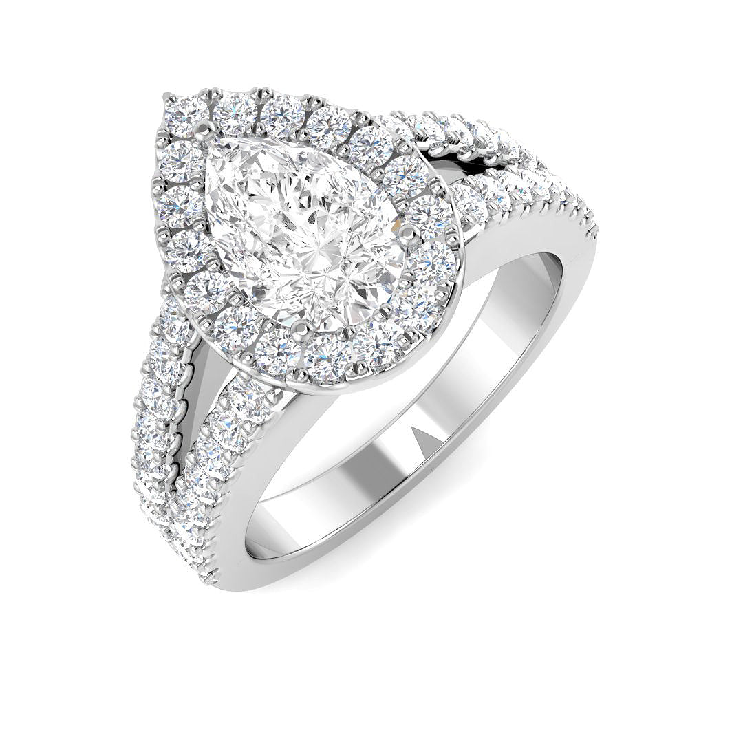 9ct White Gold Pear Lab Grown Diamond Ring 1