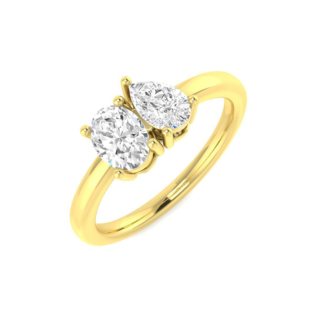 9ct Yellow Gold Oval and Pear Lab Grown Diamond Ring 1