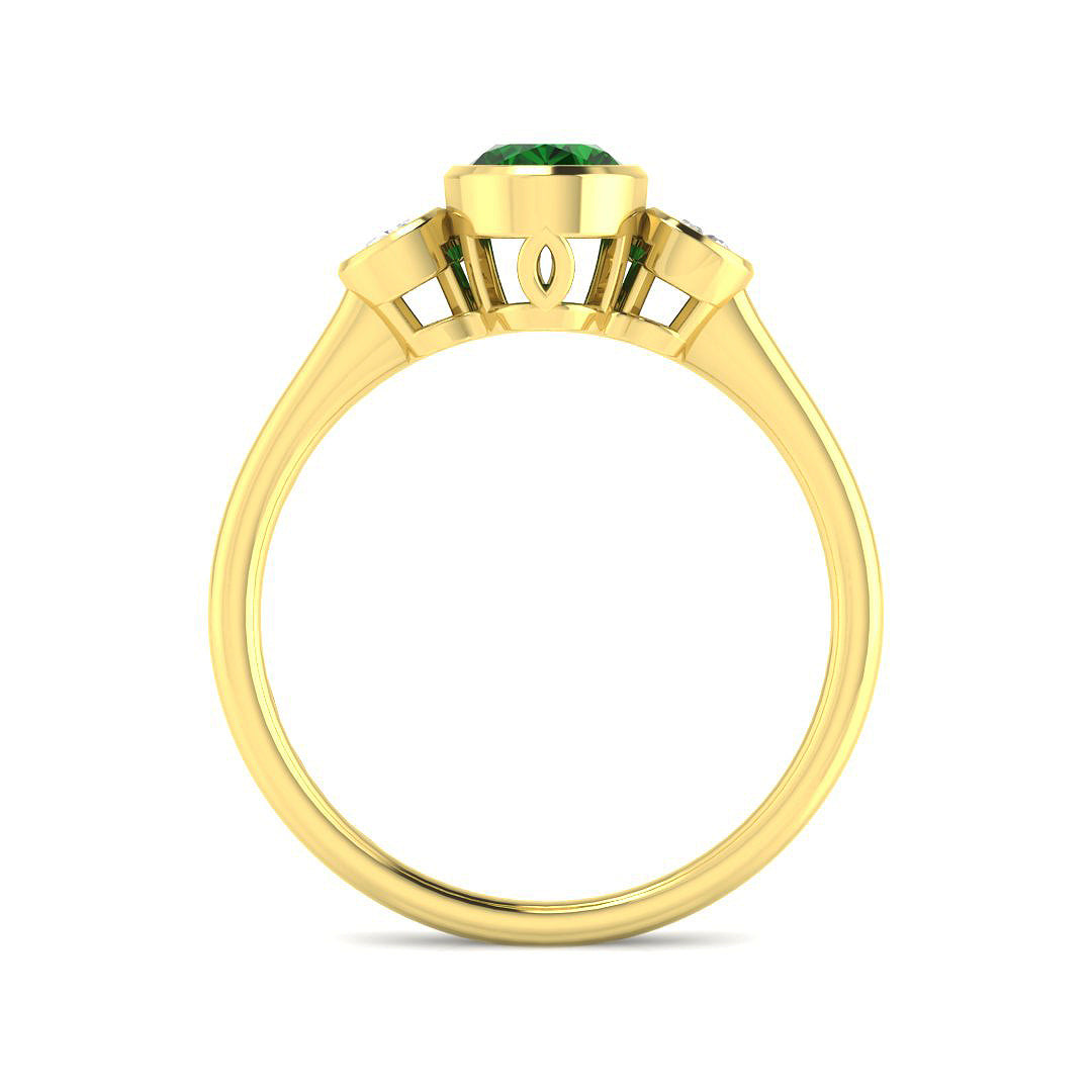 9ct Yellow Gold Oval Emerald and Diamond Ring 2