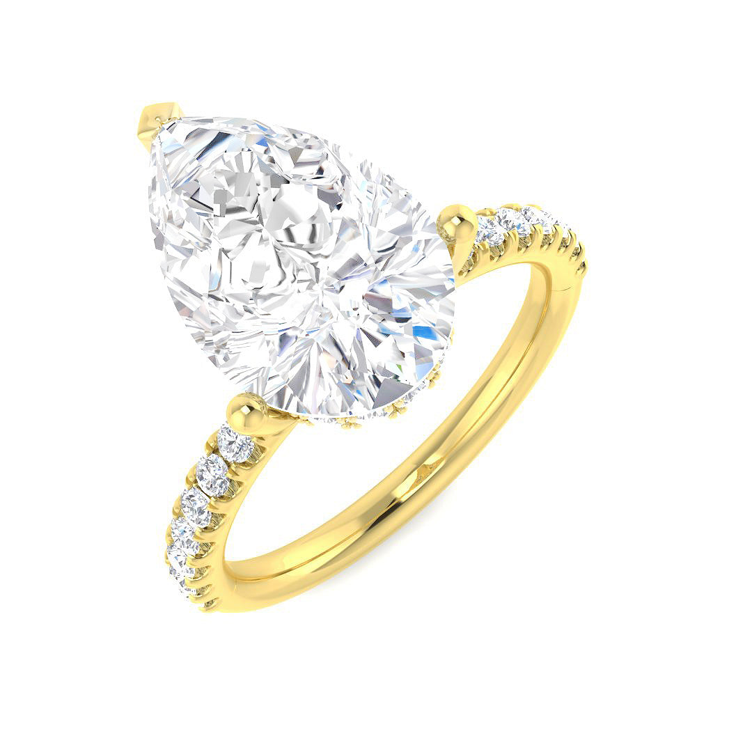 9ct Yellow Gold Pear Lab Grown Diamond Ring 1