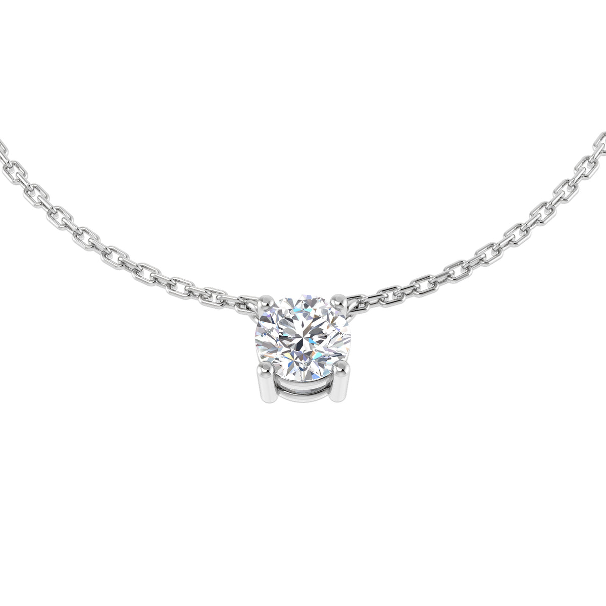9ct White Gold Round Lab Grown Diamond Necklace 1