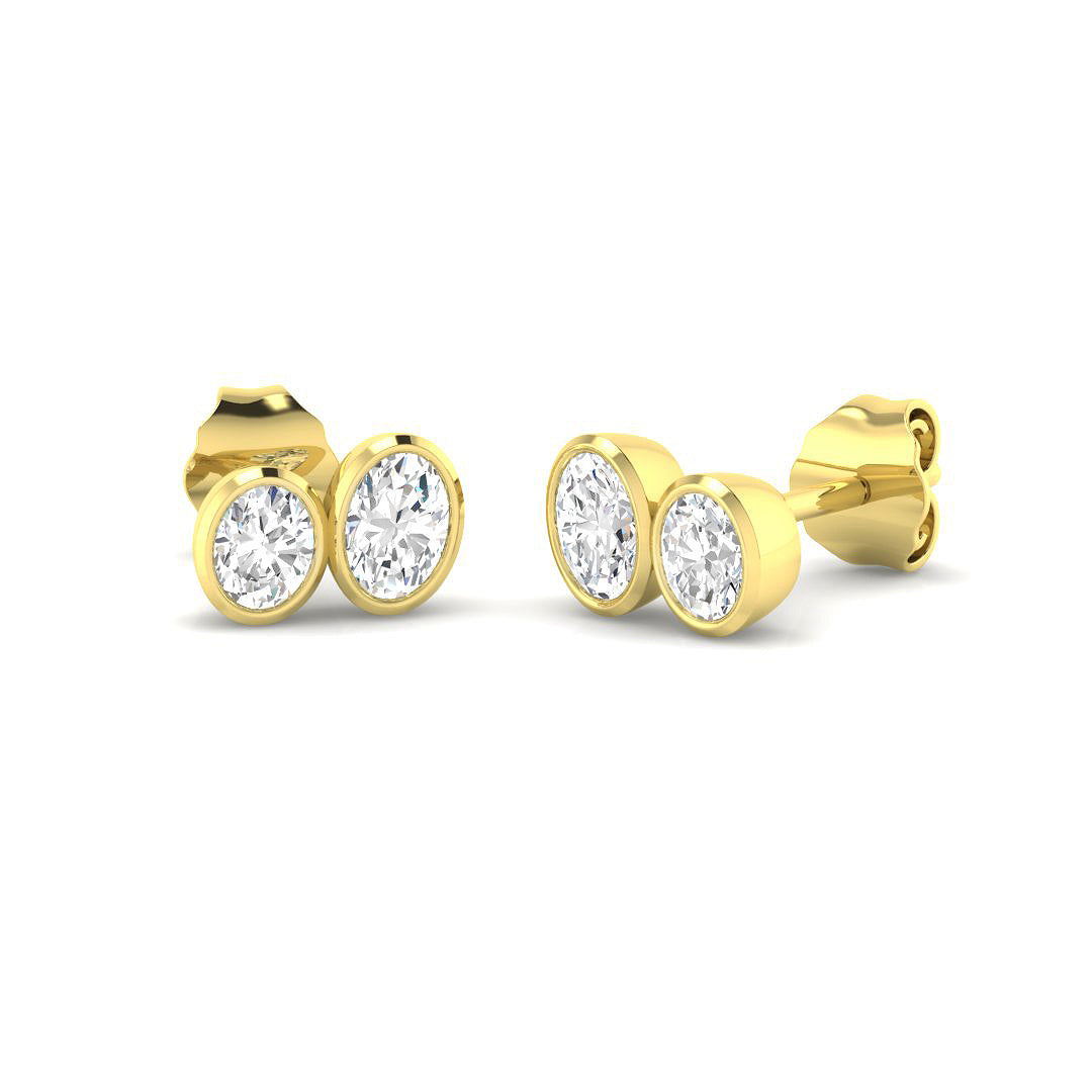 9ct Yellow Gold Oval Lab Grown Diamond Earrings 1