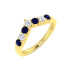 9ct Yellow Gold Round Blue Sapphire and Diamond Ring 1