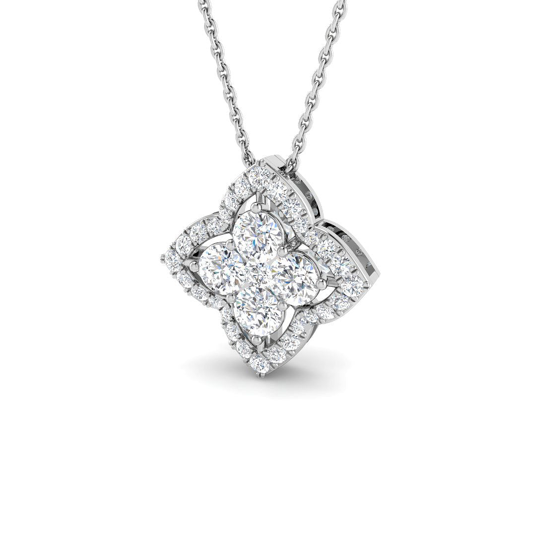 9ct White Gold Round Lab Grown Diamond Pendant 1