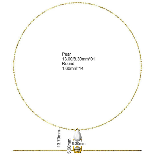 9ct White Gold Pear Lab Grown Diamond Necklace 2