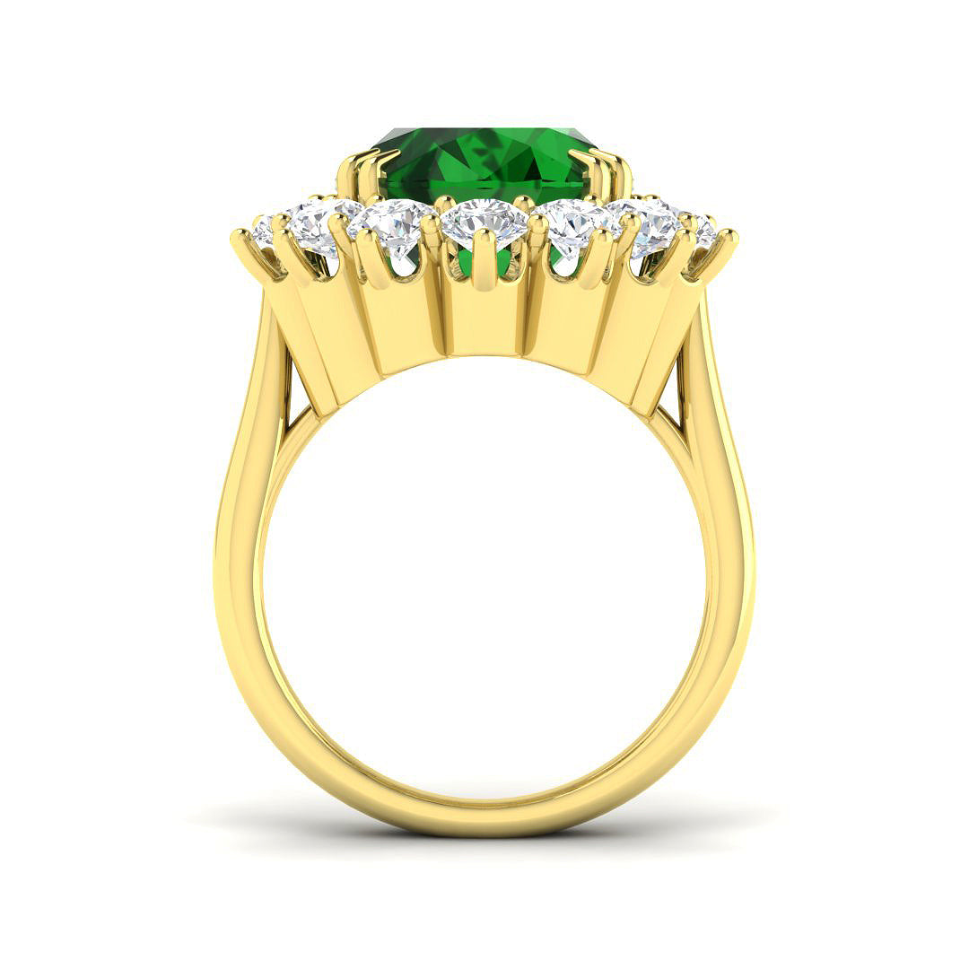 18ct Yellow Gold Oval Emerald and Diamond Ring 2
