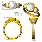 9ct Two Tone Cushion Cvd Old Cut Ring 3